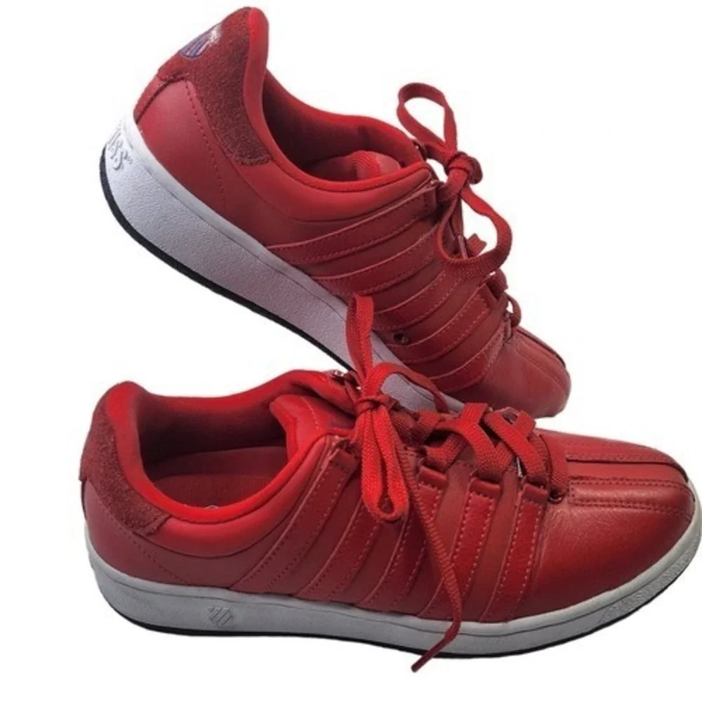 K-Swiss Classic VN Red Leather Sneakers Womens Size 8.5 Low Top Shoes 95226-642